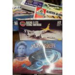 Selection of various model kits, including Star Trek Voyager, Airfix Flying Fortress, Lindberg