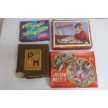 Collection of board games including PM, Jusso, Sorry, Chasing Mount, Careers, jigsaw puzzles,