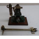 Brass and cast metal live steam single cylinder Marine engine, with brass three blade propeller