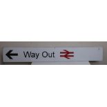 1980s British Rail "Way Out" directional sign (140cm x 20cm)