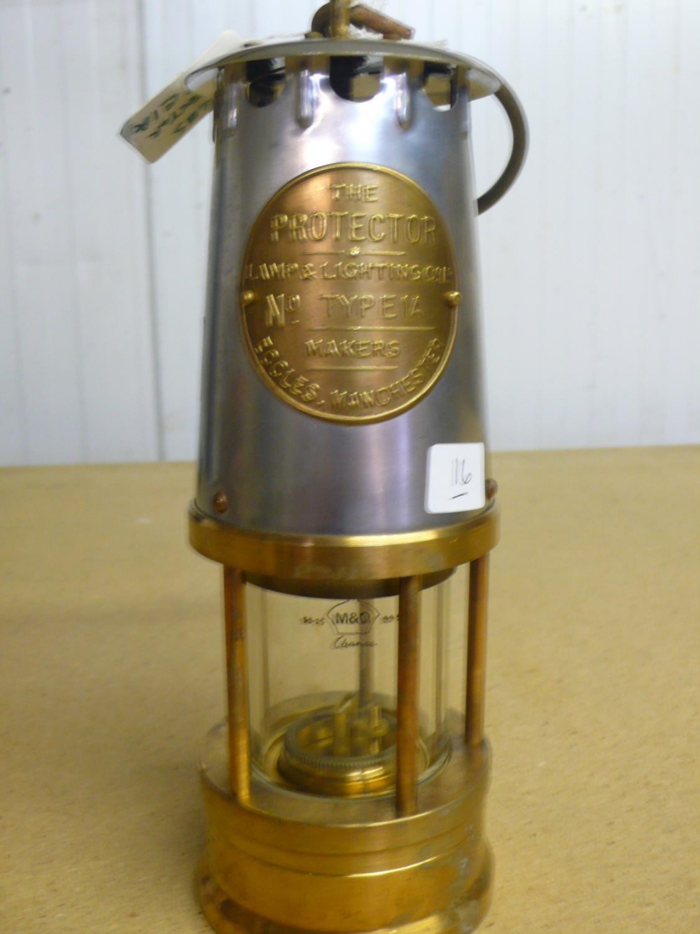 Protector Type 1A brass and steel miners lamp (22cm)