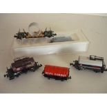 N gauge Aral tanker, boxed, Minol, Royal Daylight and Texaco tankers and a drum wagon (5)