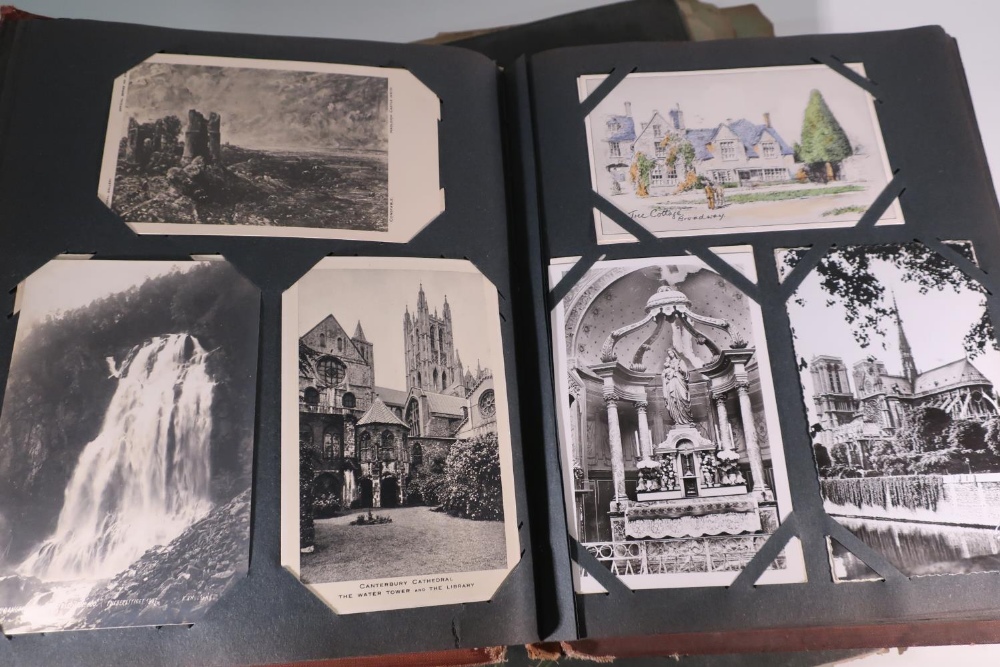 Two postcard albums containing an extremely large quantity of various assorted postcards, mostly - Image 3 of 9