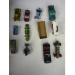 Collection of Lledo, Corgi, unboxed diecast model vehicles incl. Dinky Speed of the Wind etc, in two