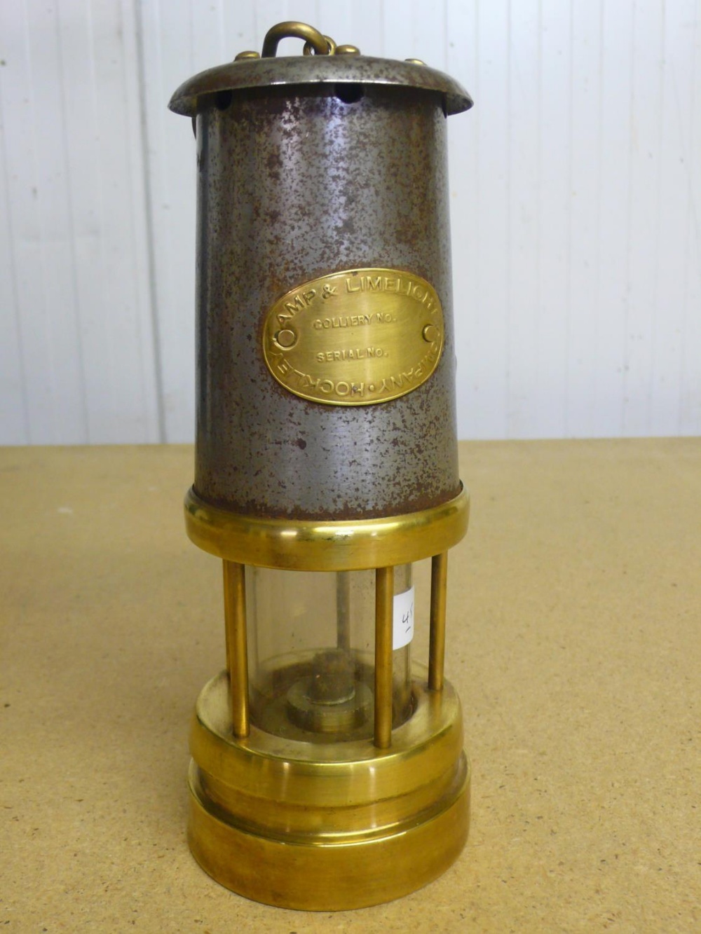 Hockley Lamp & Limelight Co. brass and steel miner's lamp (21.5cm)