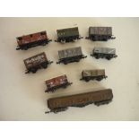 Collection of N gauge rolling stock, including LMS covered wagons, two coal wagons, Worthington