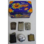 Chocolate Orange box containing Ronson and other lighters etc