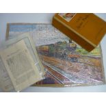 GWR jigsaw puzzle "The Cheltenham Flyer" with notes, Holiday Haunts advert and Literature of