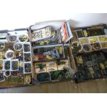 Large collection of war gaming figures, some painted, Britains and Dinky die-cast models of field