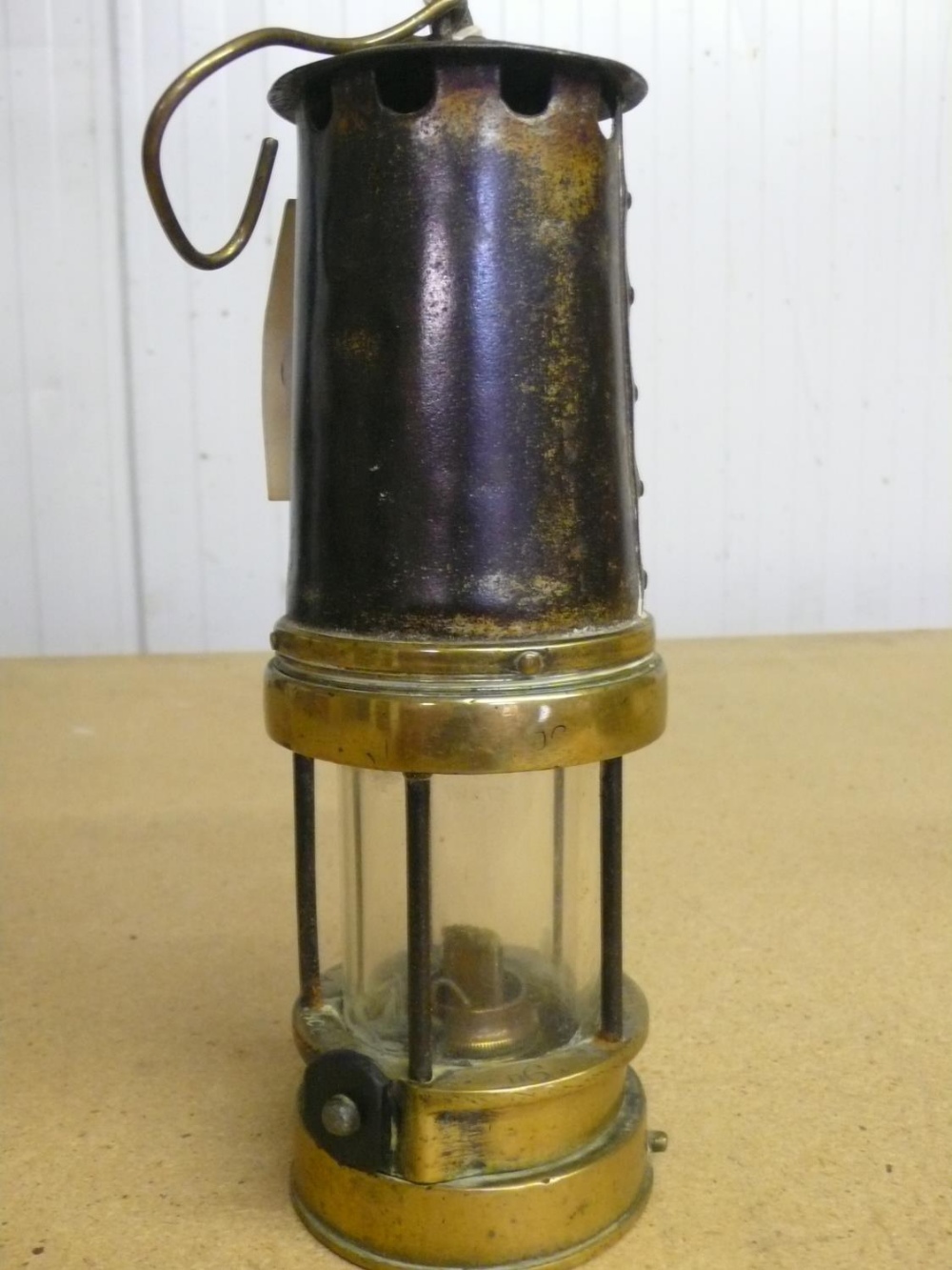 Patterson Type A1 brass and steel miners lamp (23cm)