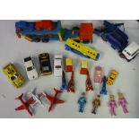 Collection of Matchbox and other various scale diecast models, wooden car transporter, two Lady