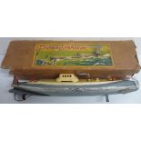 German pre-war tinplate model of an English diving submarine, in original box