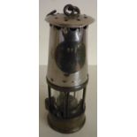 Protector type brass and steel miners lamp, GB6S, 46 (height 23cm)