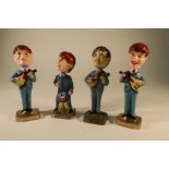 Set of four original The Beatles nodding head figures made in Hong Kong