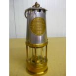 Protector Type E1A brass and steel miners lamp (22cm)