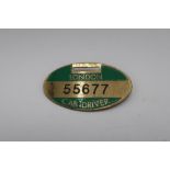 London Cab Driver oval badge No. 55677