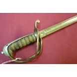1821 pattern artillery officers GR the V dress sword, with 30 1/2 inch single edged blade, etched