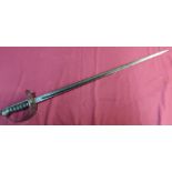 Victorian Officers Rifle Brigade 1895 pattern sword with 32 1/2 inch single edged fullered blade,