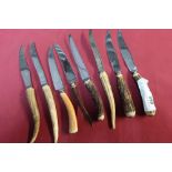 Selection of various assorted stainless steel and antler handled knives