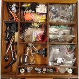 A large fitted wooden box containing an extensive selection of fly making equipment and accessories