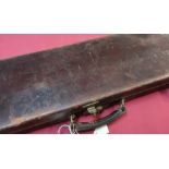 Vintage leather gun case with red base fitted interior to fit up to 30inch barrels with trade