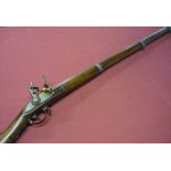 Continental flintlock musket with 40 1/2 inch three banded barrel (pitted), with steel mounts