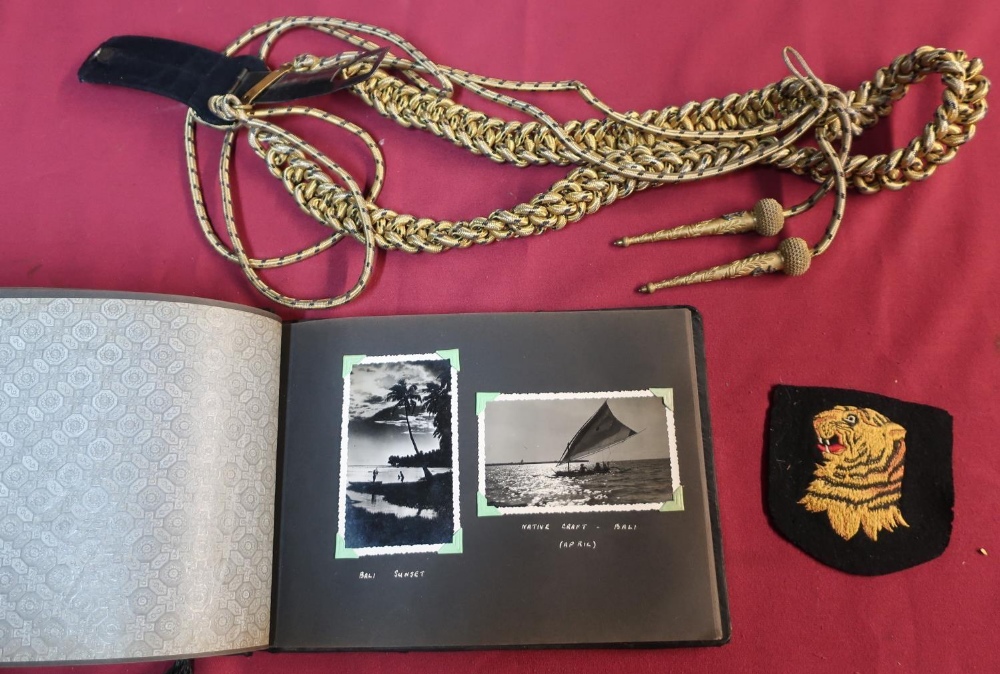 WWII period naval photograph album in Chinese embroidered album containing various black and white