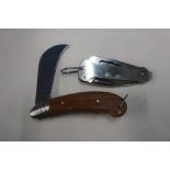Boxed as new Farmers folding knife with wooden slab handles and a utility knife (2)