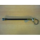 Early 20th C steel salmon fishing gaff hook, telescopic brass shaft with black handle