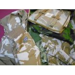 Quantity of various combat 95 desert DPM uniform, various barrack dress, caps etc in one box