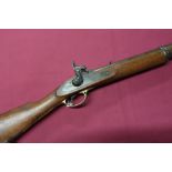 Modern Parker Hale black powder 1853 Enfield triple banded musket, the lock with engraved crown P-