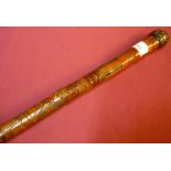 19th/20th C Oriental style bamboo sword stick with 26 1/4 inch tri-form blade with various