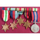 WWII group of medals comprising of 39-45 Star, Italy Star, Aircrew Europe Star, Burma Star and 39-45