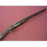 J Kirk 16 bore side by side boxlock ejector with 26" barrels and 14 1/2 straight through stock