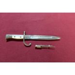 Miniature silver plated mother of pearl gripped souvenir bayonet marked ostende, similar bar