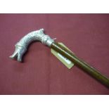 Sword stick with fish head handle and tapering blade (7.5cm)