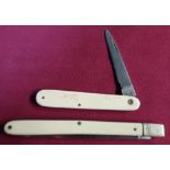 Unusual 4 1/2 inch narrow single bladed pocket knife by Gerson Co. Middlesbrough, with two piece