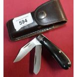 Twin bladed Taylor Eyewitness of Sheffield pocket knife with lift out tweezers and pick, complete