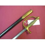American Civil War period musicians sword, model 1840, with solid brass hilt with simulated wire