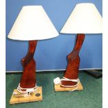 Pair of table lamps made from shotgun stocks