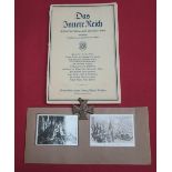 German WWII period police medal, selection of various photo cards and a DAS Inner Reich book, 1938