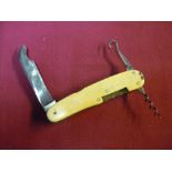 Victorian multi tool pocket knife, signed Beach which includes corkscrew, button hook and file, with