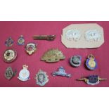 Small selection of lapel and sweetheart brooches, including enamel examples, TA badge, East