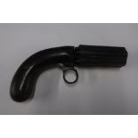 English percussion cap pepper box revolver, action marked J R Cooper Patent