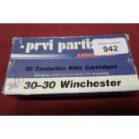 10 rounds of Prvi Partizan 30-30 Winchester rifle ammunition (section 1 certificate required)