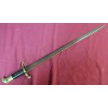 Victorian bayonet with 23 3/4 inch pipe back blade with double edged spear point with traces of