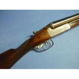 W Cook of Liverpool 12 bore side by side ejector shotgun with 28 inch resleeved barrels, choke IC &