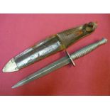 WWI period Fairbairn Sykes commando dagger by Rogers of Sheffield with ribbed grip complete with