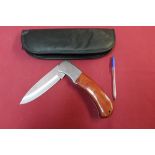 Extremely large shop display Mammut knife with single 7 inch folding blade with two piece wooden