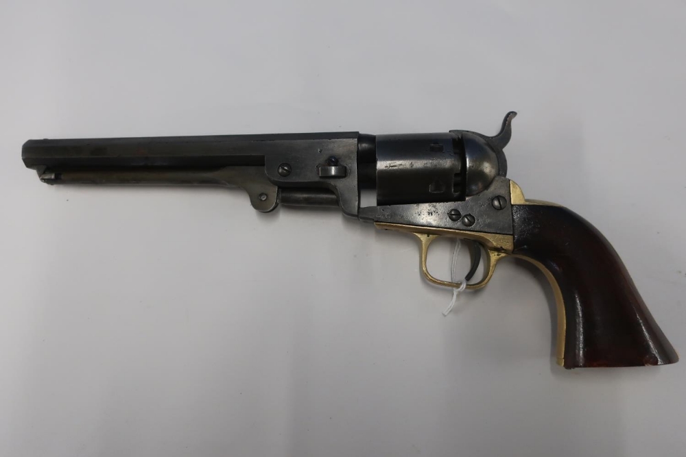 Colt navy style percussion cap revolver, 7 1/2 inch octagonal barrels, marked address Col.Saml. Colt - Image 2 of 3